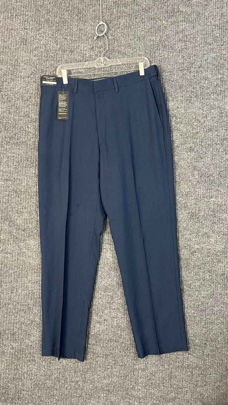 Hagger Dress Pants Mens 36 Blue Wrinkle Free 4 Way Stretch Classic Fit Preppy
